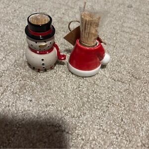 Mud Pie Frosty The Snowman And Santa Hat Toothpick Holders